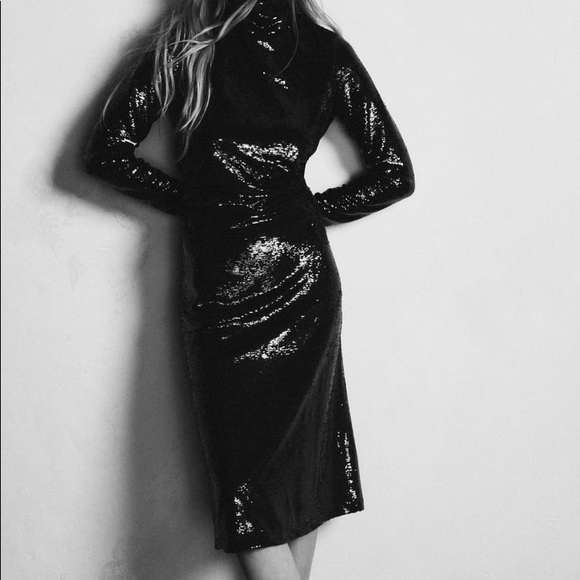 ZARA SEQUIN KNIT DRESS - Picture 2 of 11